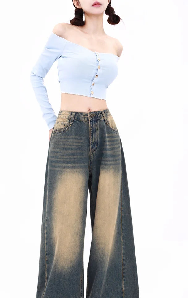 Classic Vintage Baggy Jeans for Women Autumn Winter New Straight Wide Leg Casual Pants Woman Y2K Streetwear Loose Fitting Jeans