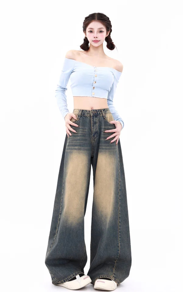 Classic Vintage Baggy Jeans for Women Autumn Winter New Straight Wide Leg Casual Pants Woman Y2K Streetwear Loose Fitting Jeans